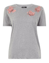 Damen Shirt mit floralen Aufn&auml;hern