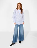 Bluse - Stickerei - hellblau