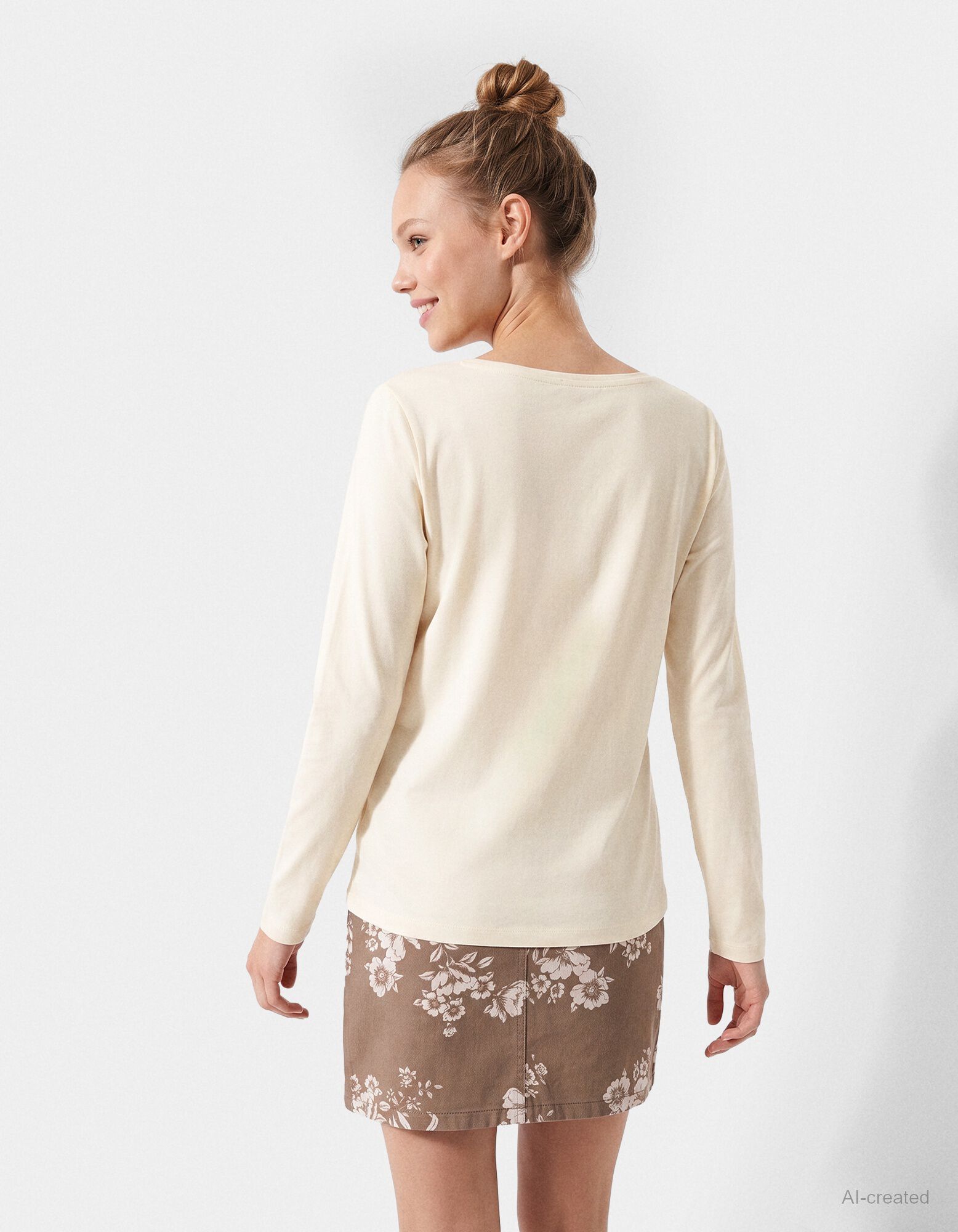 Langarmshirt - Baumwolle - Hellgelb