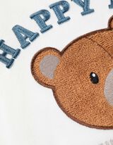 Sweatshirt - Badstof applicatie - wit