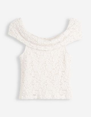 T-Shirt - Spitze - wei&szlig;