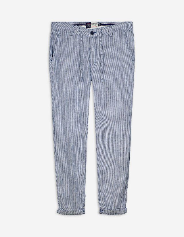 Chinohose - Leinen-Mix - dunkelblau