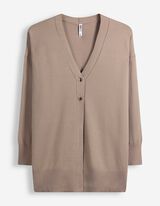 Cardigan - Druckknopf - Taupe