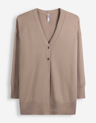 Cardigan - Druckknopf - Taupe