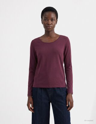 Langarmshirt - Baumwolle - Lila