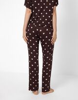 Pyjama Set aus Shirt und Hose - Viskose - Dunkelbraun