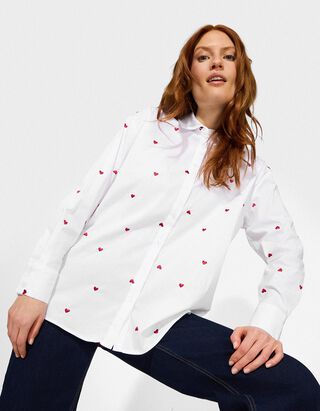 Bluse - Stickerei - wei&szlig;