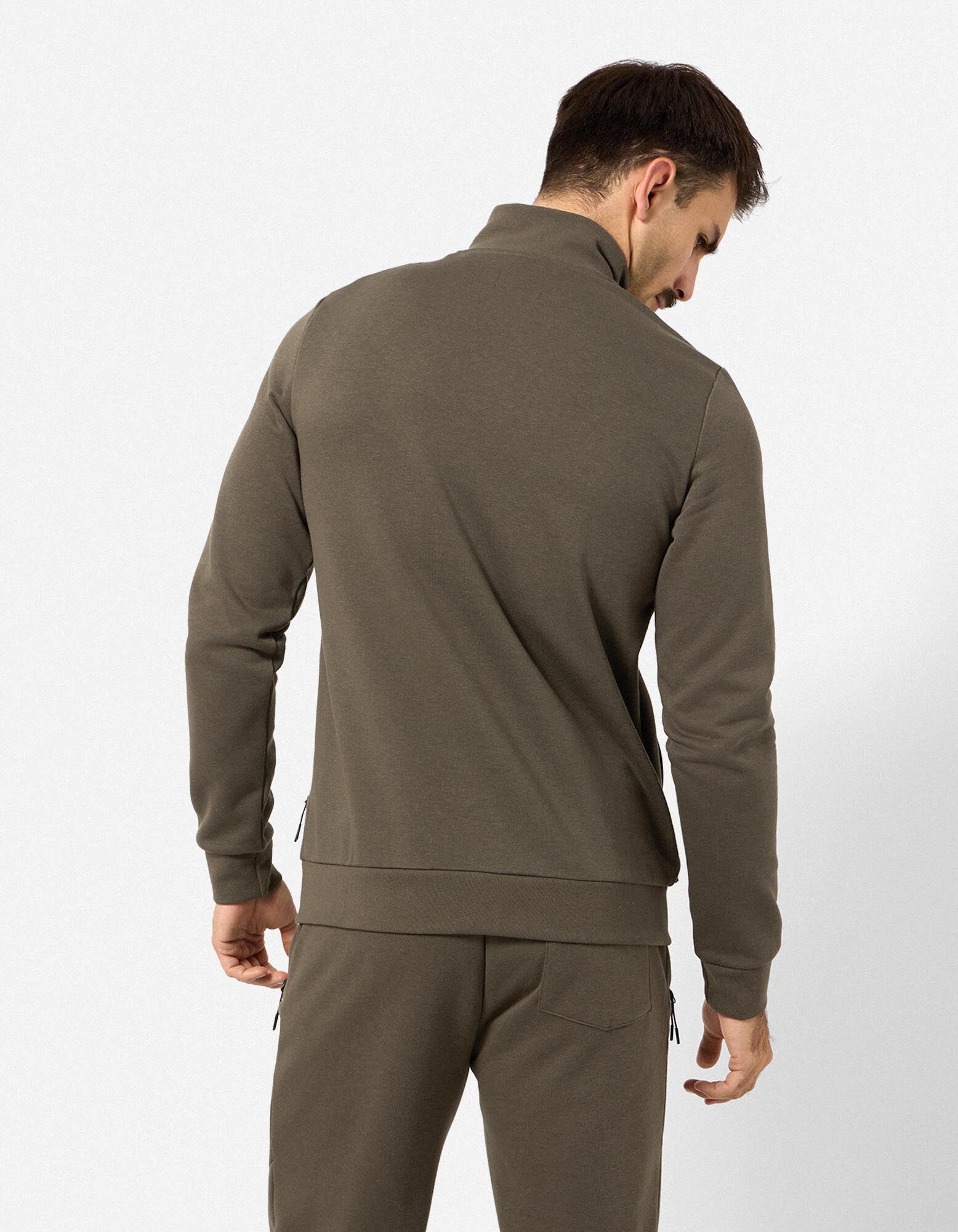 Strickjacke - Stehkragen - Khaki