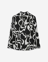 Bluse - Allover-Muster - schwarz