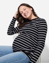 Zwangerschapsshirt - Strepen - zwart