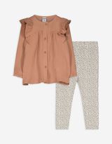 Set aus Kleid und Leggings - Musselin - beige
