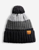 Muts met pompon - Strepen - Zwart