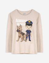 Langarmshirt - Print - beige