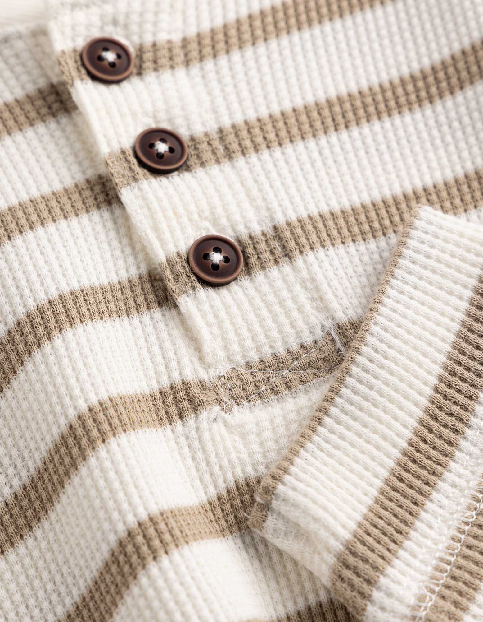 Langarmshirt - Waffelstruktur - Beige