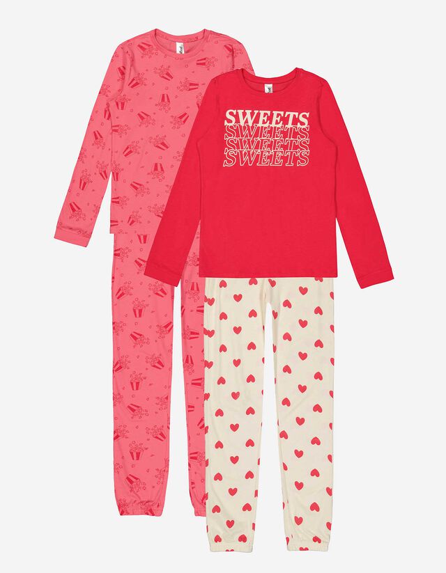 Mädchen Pyjama Set aus Langarmshirt und Hose - 2er-Pack