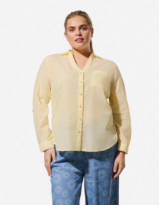 Bluse - Brusttasche - gelb