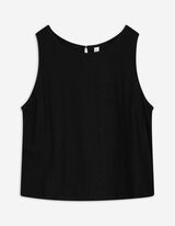 Top - Leinen-Mix - schwarz