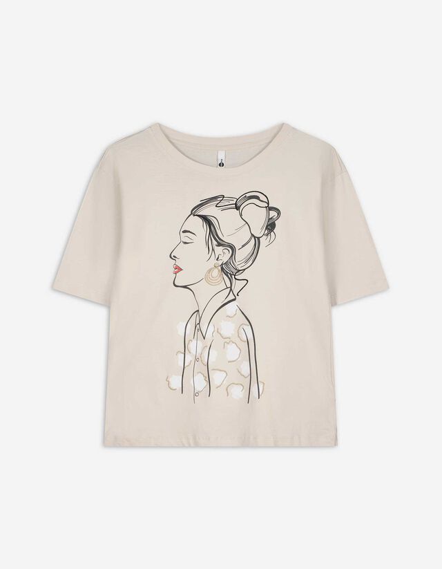 T-Shirt - Stickereien - beige