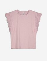 Tricou - M&acirc;neci cu volane - Roz