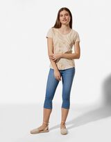 T-Shirt - Allover-Muster - Beige