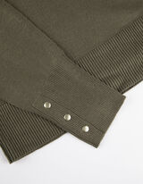 Bluză de corp cu m&acirc;necă lungă - Nasturi decorativi - Verde inchis