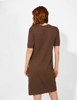 Strickkleid - Kurze &Auml;rmel - braun