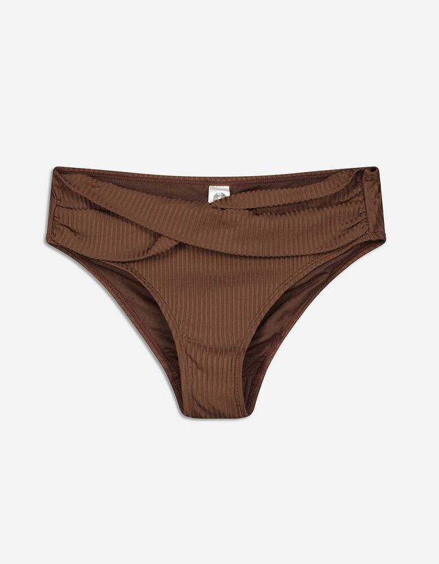 dół od bikini - cienki prążek - ciemny brazowy