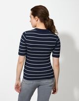 Poloshirt - Strepen - donkerblauw