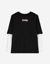Langarmshirt - Double-Layer-Look - schwarz