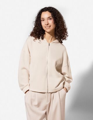 Sweatjacke - Scuba - beige