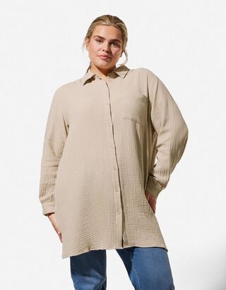 Bluse - Musselin - beige