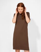 Strickkleid - Kurze &Auml;rmel - braun