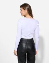 Langarmshirt - Spitzenbesatz - wei&szlig;