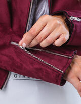 Damen Biker-Jacke in Velourslederoptik