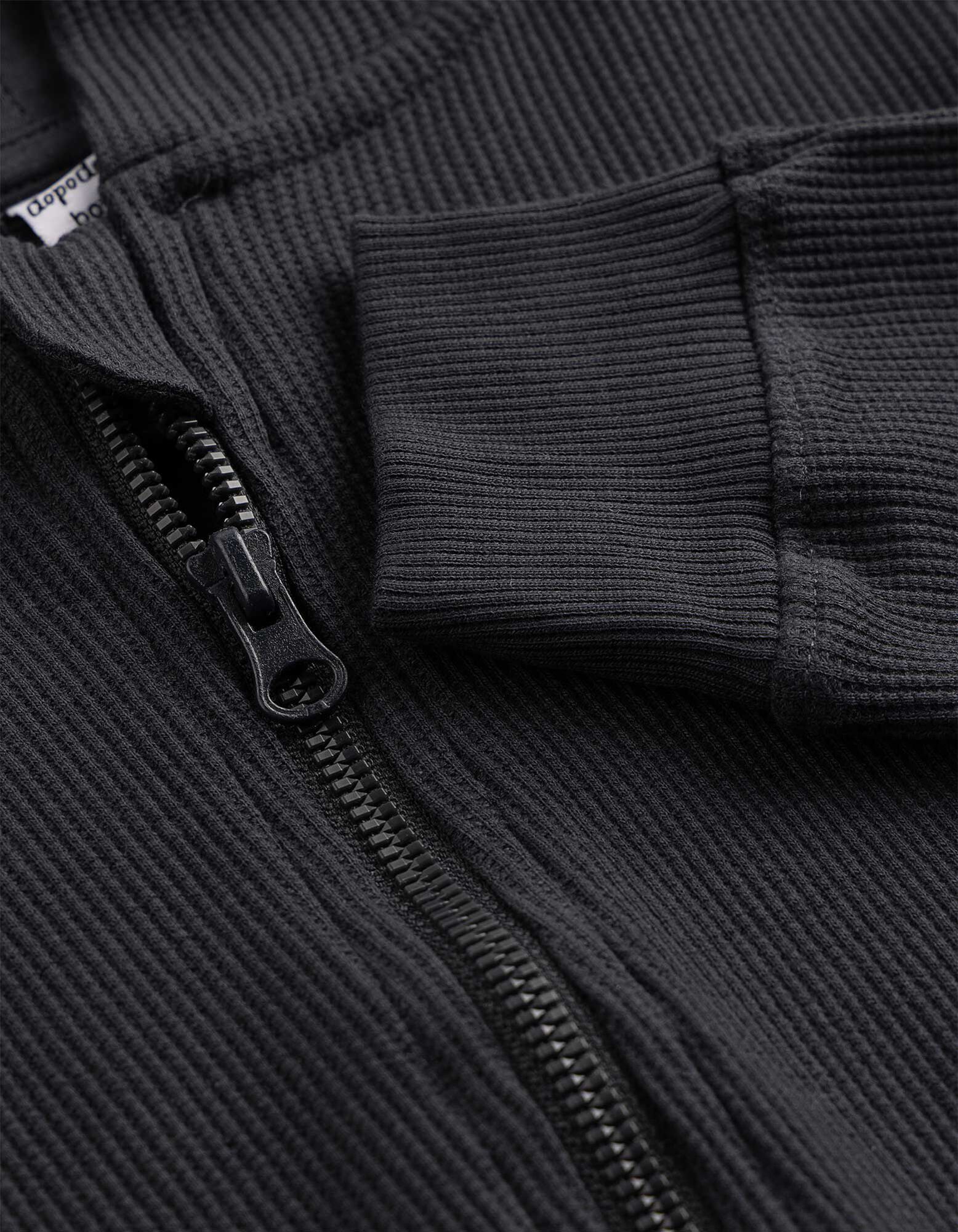 Sweatjacke - Waffelstruktur - Dunkelgrau