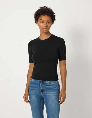 Pullover - Kurze &Auml;rmel - Schwarz