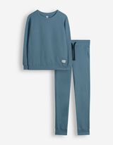 Sweater en broek set - Wafelstructuur - blauw