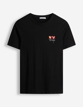 T-Shirt - Stickerei - Schwarz