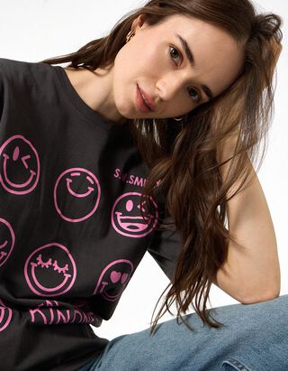 T-Shirt - S.W.SMILEY - Dunkelgrau