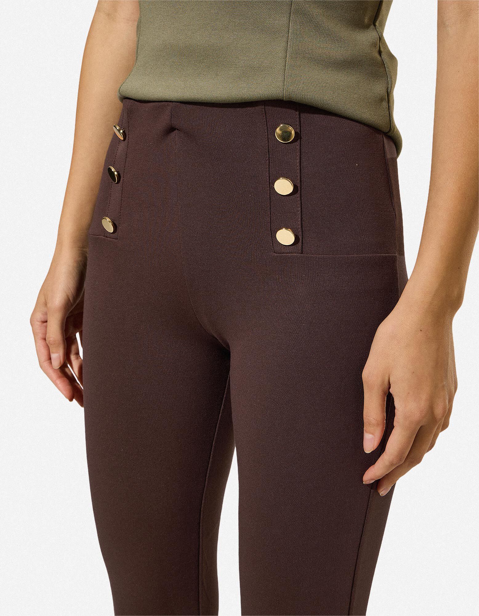 Leggings - Zierkn&ouml;pfe - Dunkelbraun