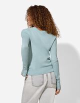 Strickpullover - Zierknöpfe - türkis