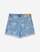 szorty dżinsowe - Laserowy nadruk - jasny niebieski