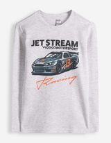 Langarmshirt - Frontprint - Hellgrau
