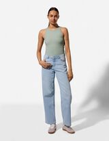 Cropped Top - Gerippt - t&uuml;rkis