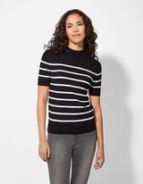 Strickshirt - Stehkragen - schwarz