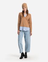 Strickmütze - Umschlag - beige