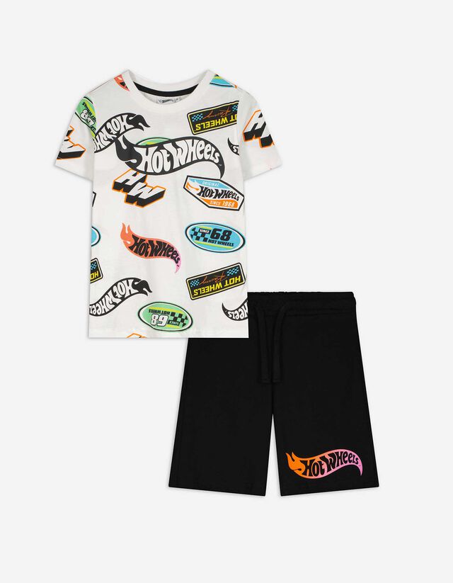 Set aus Shirt und Shorts - Hot Wheels - weiß