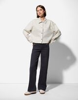 Giacca scamiciata - Imitazione di camoscio - bianco