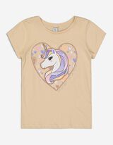 T-shirt - Stampa glitterata - beige