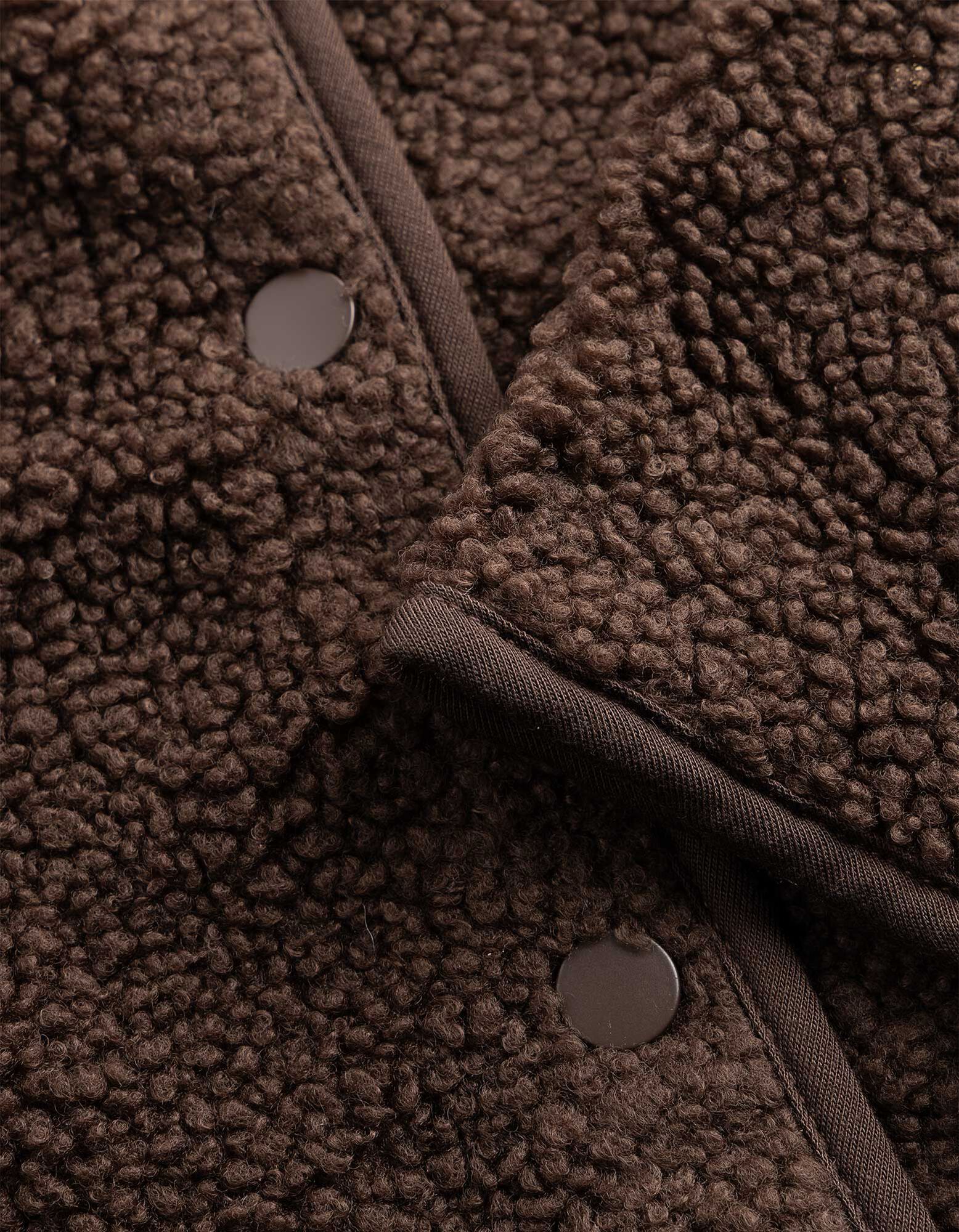 Sweatjacke - Teddyfell - Dunkelbraun
